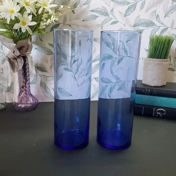 Tall Cobalt Blue Vases 2pc Set sz 10.5" - Picture 6 of 6